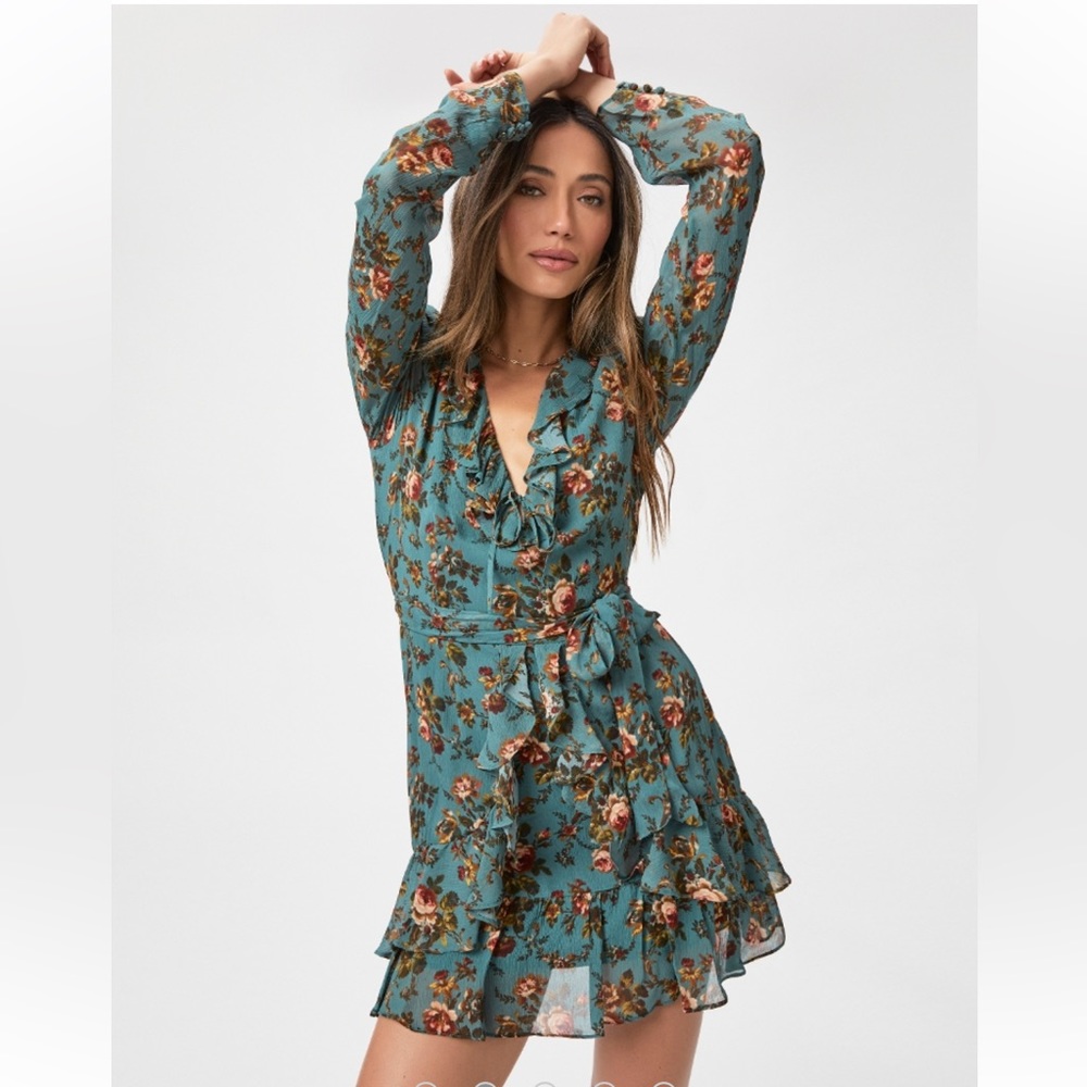 ✨NWT✨ PAIGE TAMERA DRESS - FOG BLUE MULTI SILK